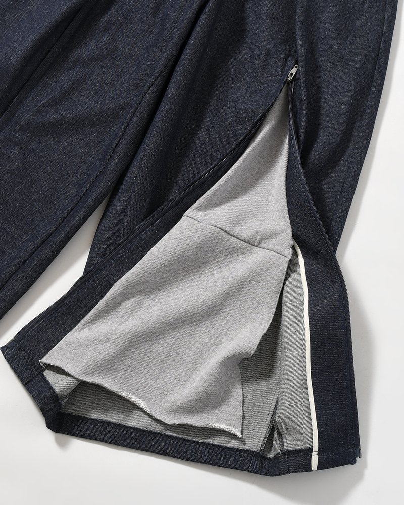 ZIP WIDE TRACK PANTS -INDIGO-