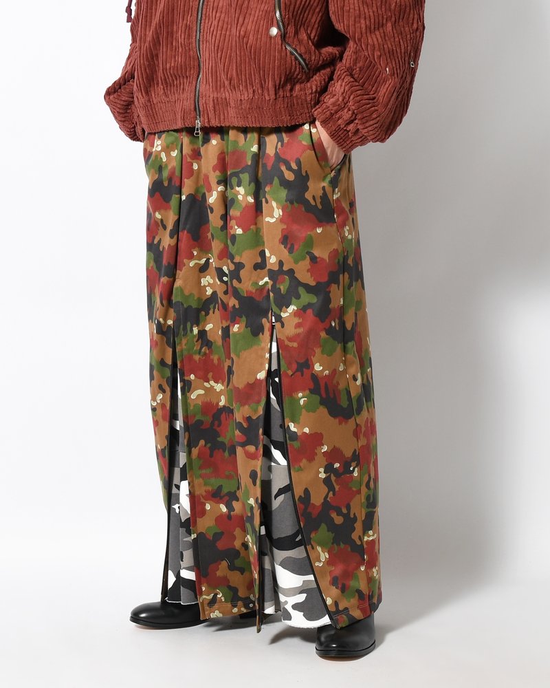 ZIP WIDE TRACK PANTS -CAMOUFLAGE-