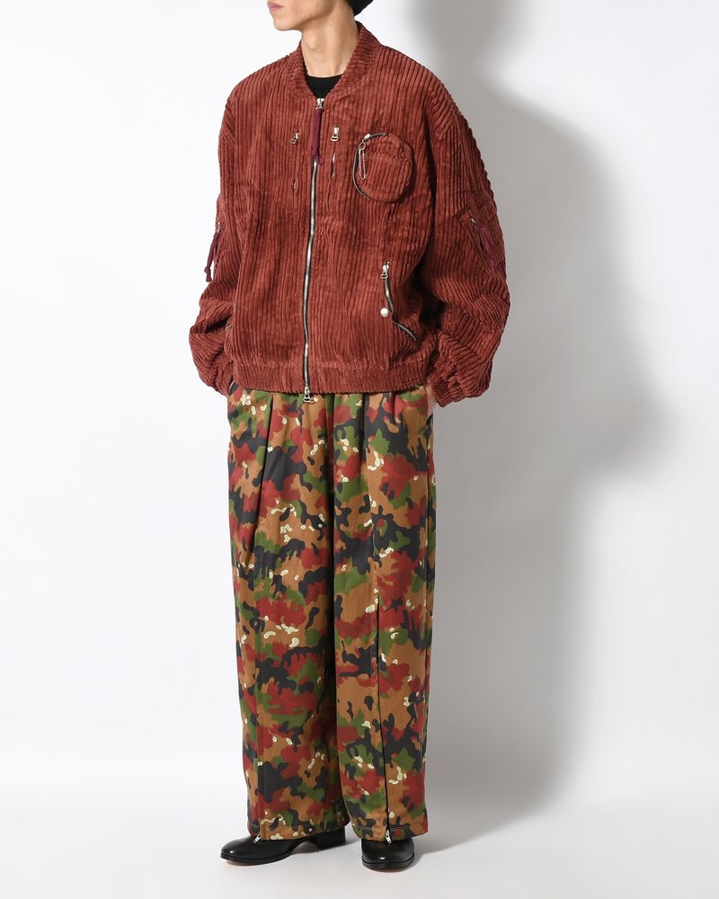 ZIP WIDE TRACK PANTS -CAMOUFLAGE-