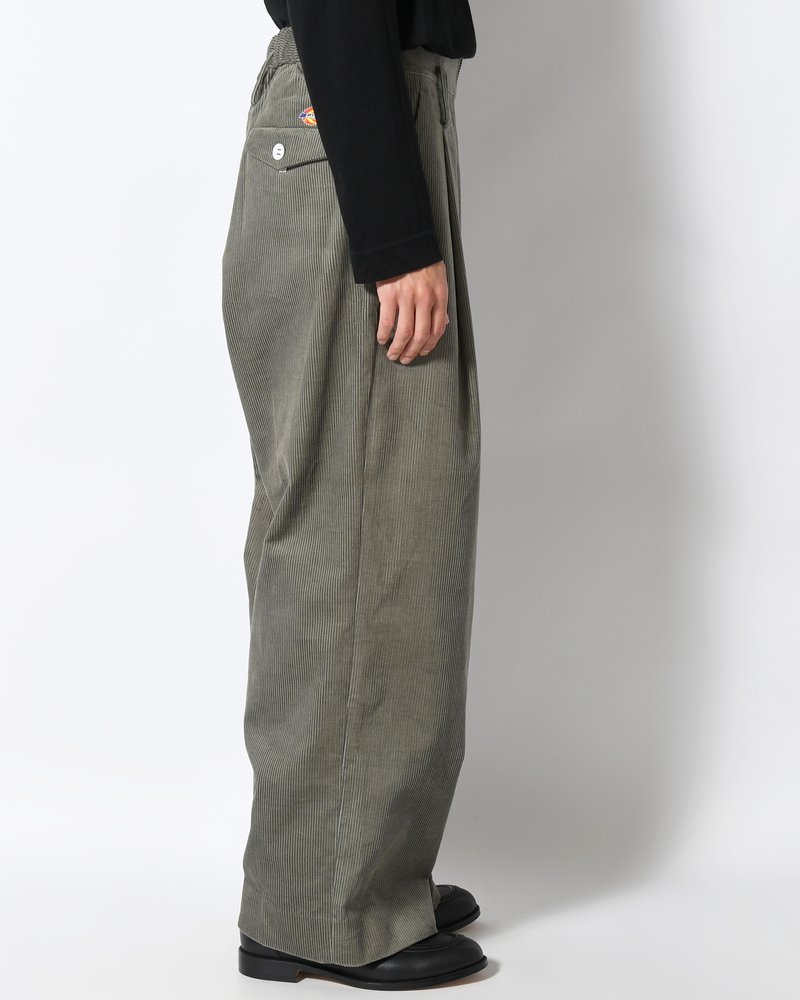 WRAP WIDE SLACKS -GRAY CORDUROY-