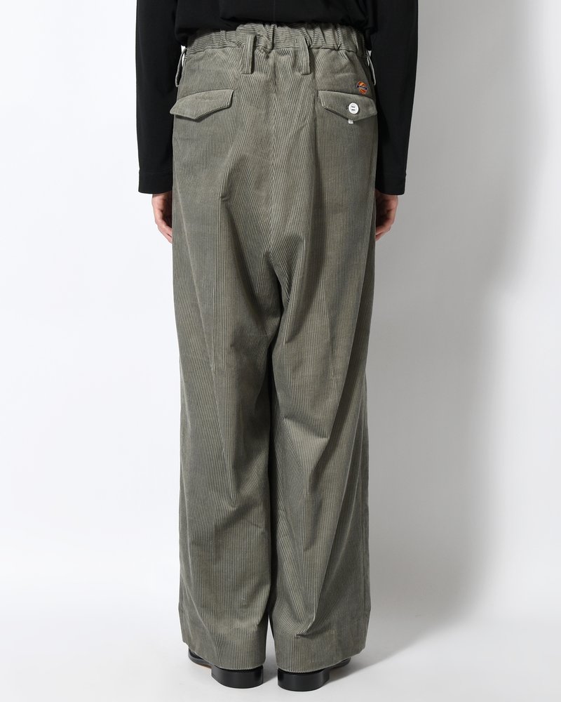 WRAP WIDE SLACKS -GRAY CORDUROY-