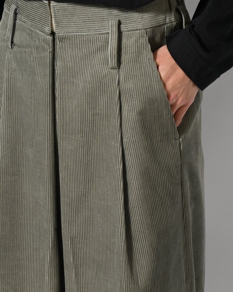 WRAP WIDE SLACKS -GRAY CORDUROY-