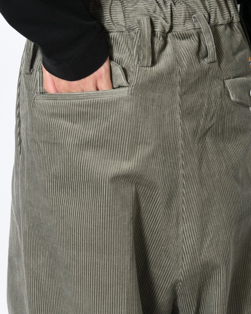WRAP WIDE SLACKS -GRAY CORDUROY-
