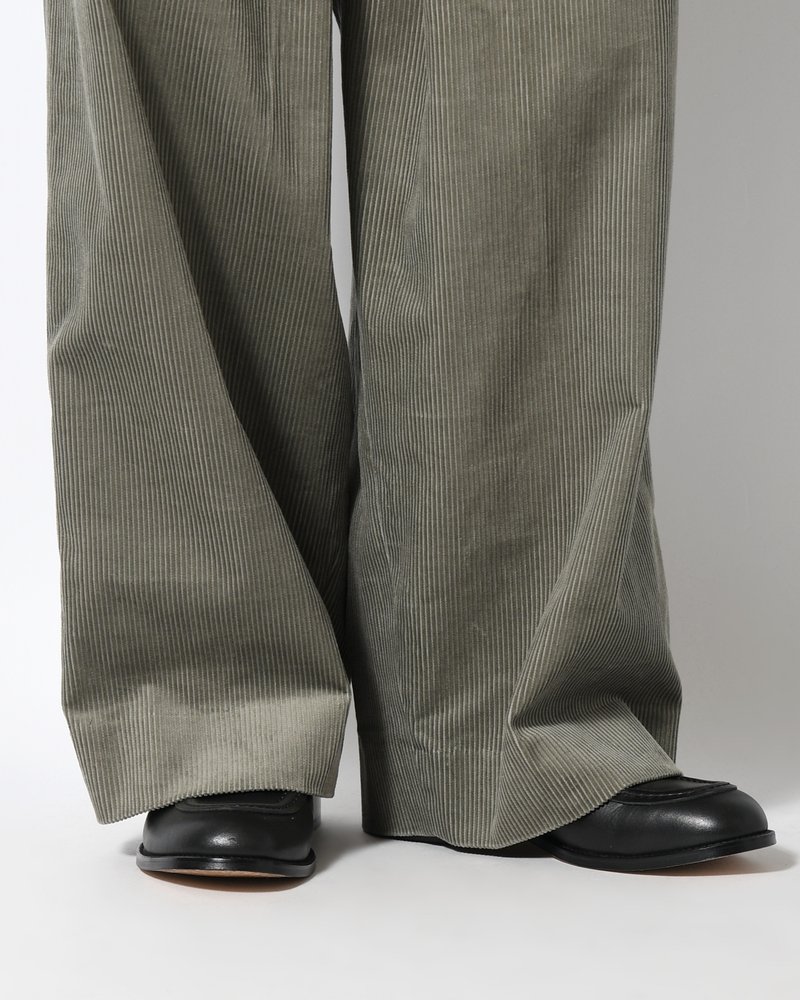 WRAP WIDE SLACKS -GRAY CORDUROY-