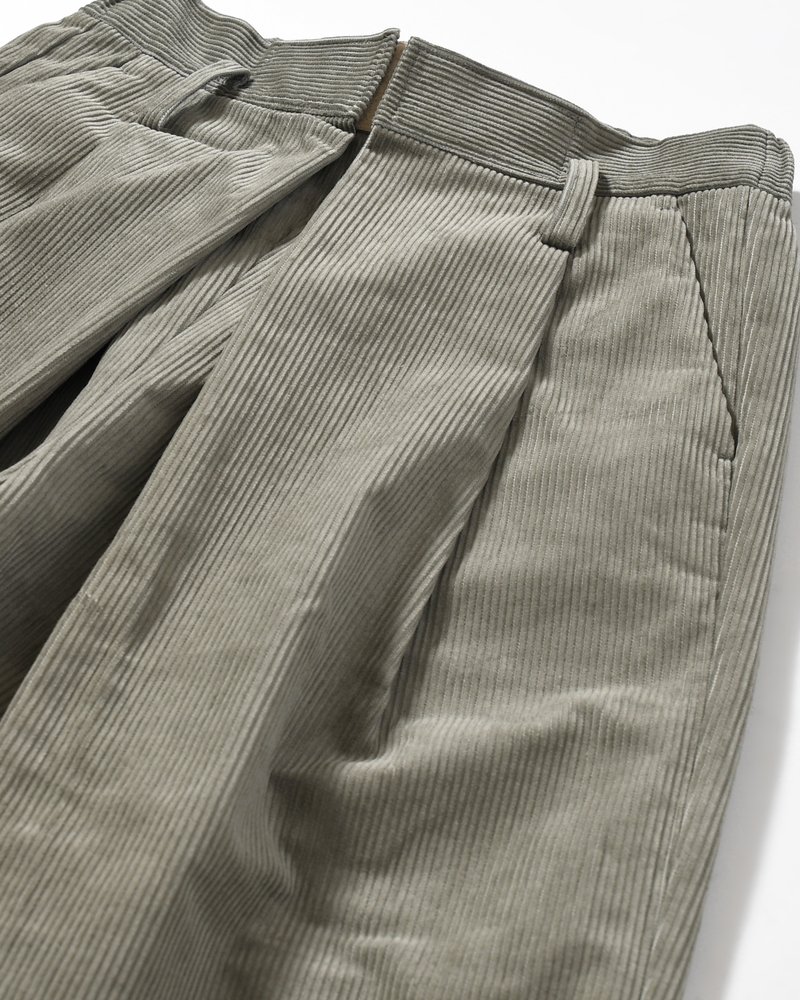 WRAP WIDE SLACKS -GRAY CORDUROY-