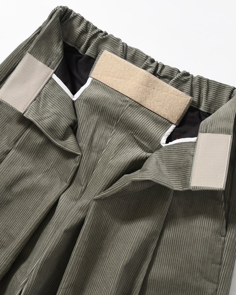WRAP WIDE SLACKS -GRAY CORDUROY-