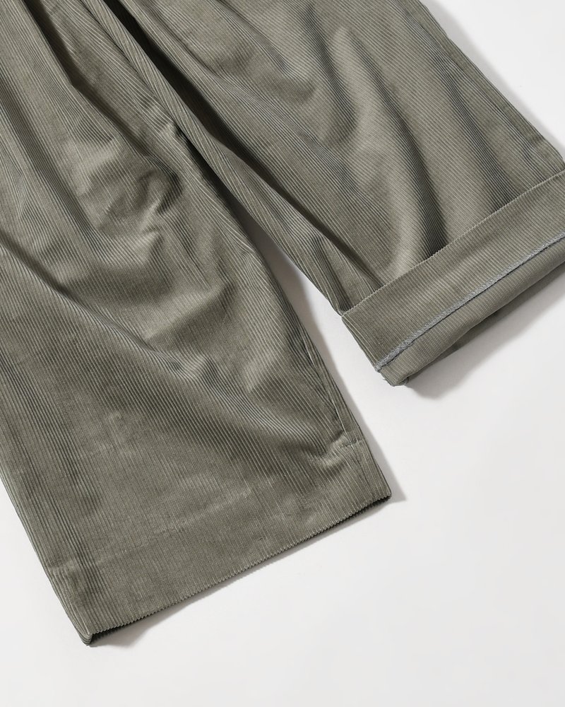 WRAP WIDE SLACKS -GRAY CORDUROY-