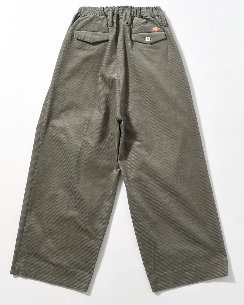 WRAP WIDE SLACKS -GRAY CORDUROY-