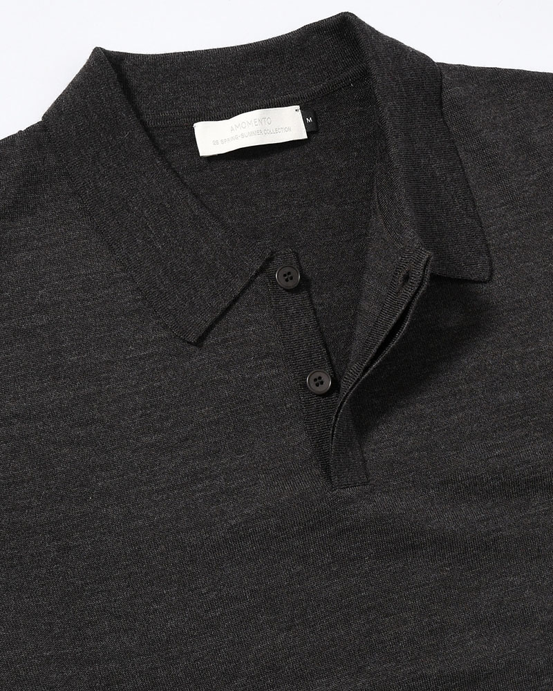 WOOL COLLAR KNIT -CHARCOAL-