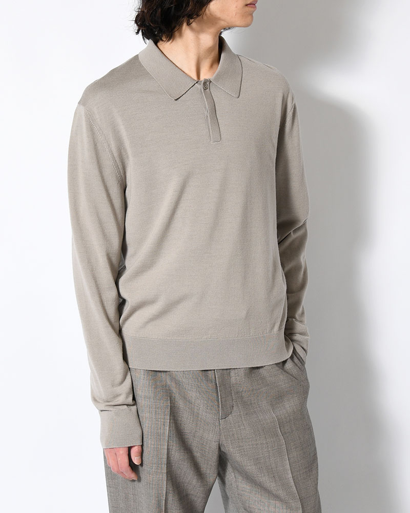 WOOL COLLAR KNIT -LIGHT KHAKI-