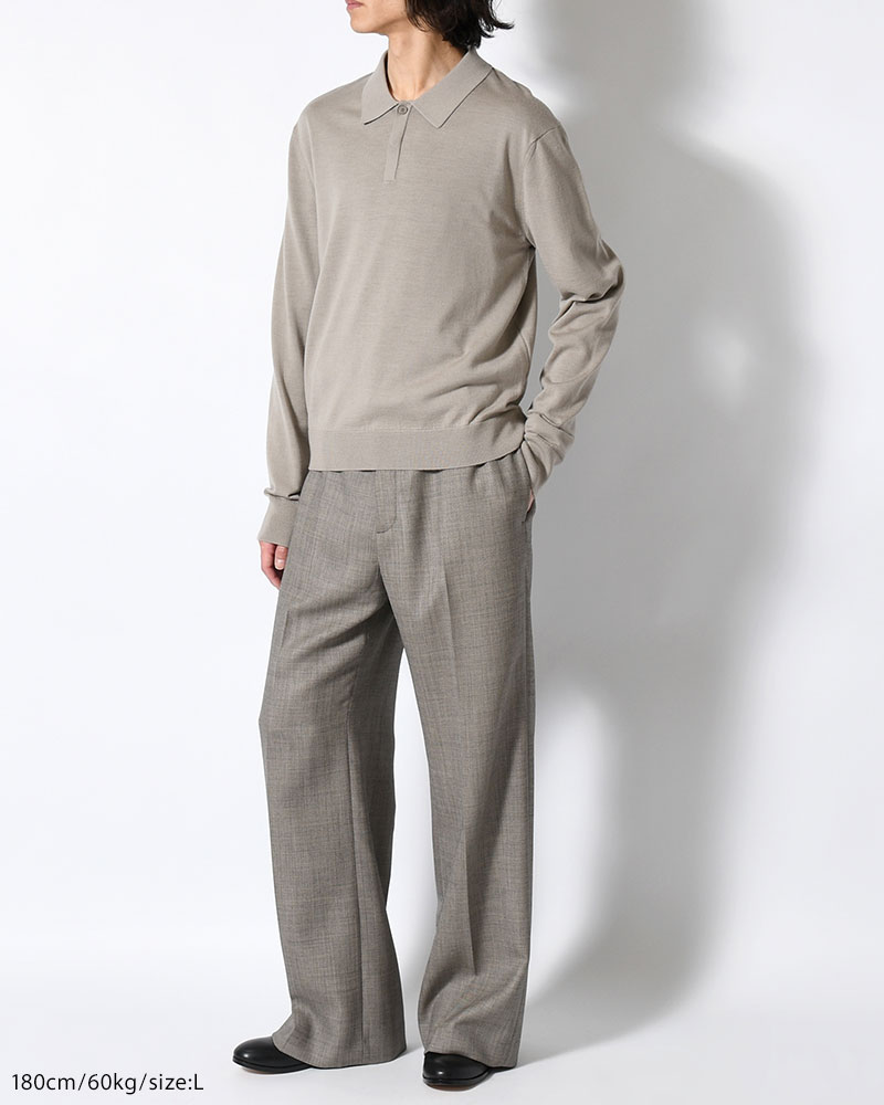 WOOL COLLAR KNIT -LIGHT KHAKI-