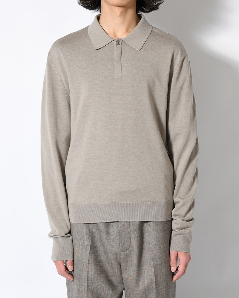 WOOL COLLAR KNIT -LIGHT KHAKI-