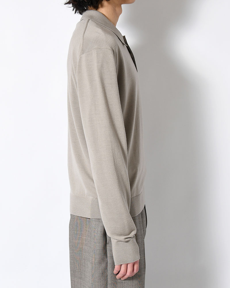 WOOL COLLAR KNIT -LIGHT KHAKI-