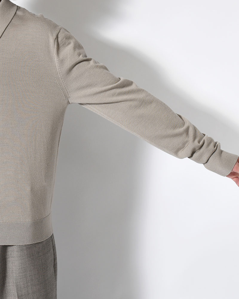 WOOL COLLAR KNIT -LIGHT KHAKI-