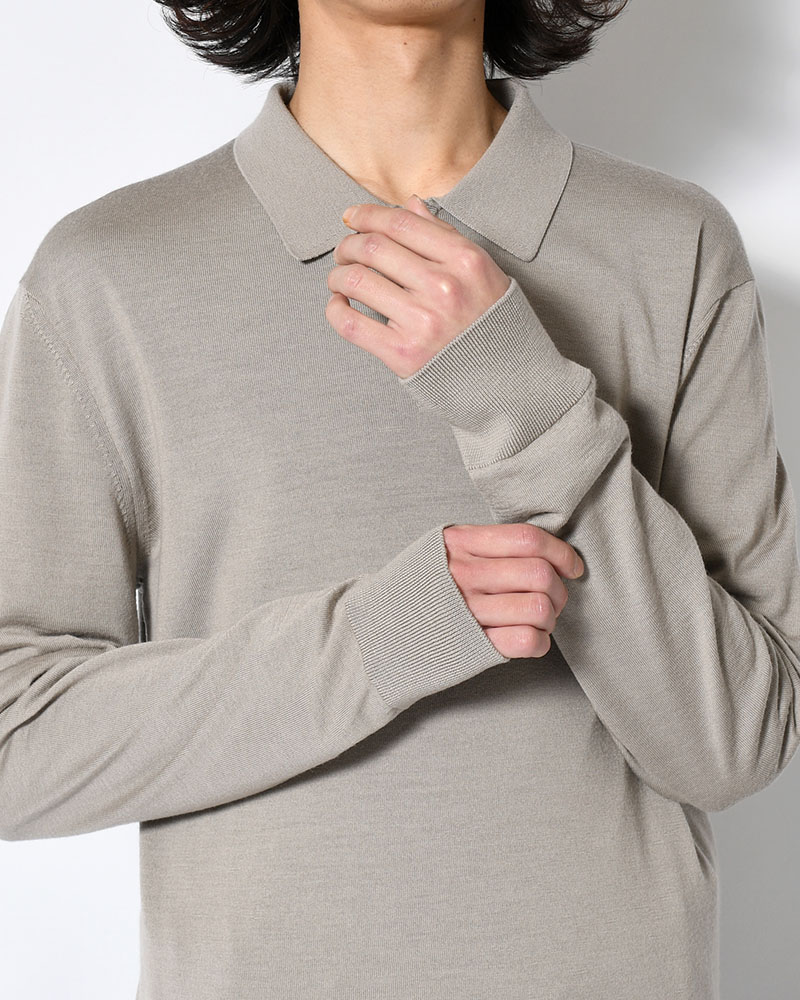 WOOL COLLAR KNIT -LIGHT KHAKI-