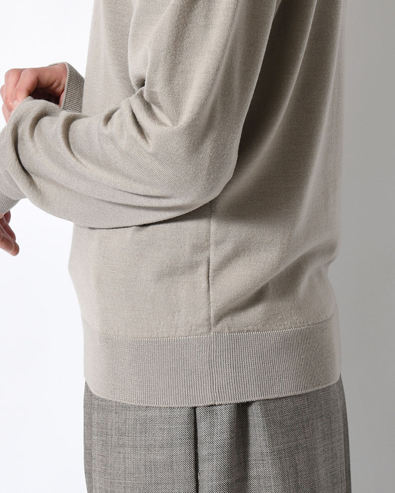 WOOL COLLAR KNIT -LIGHT KHAKI-