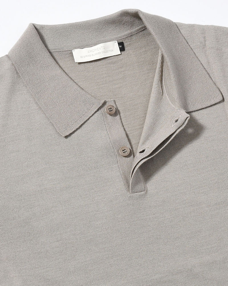 WOOL COLLAR KNIT -LIGHT KHAKI-