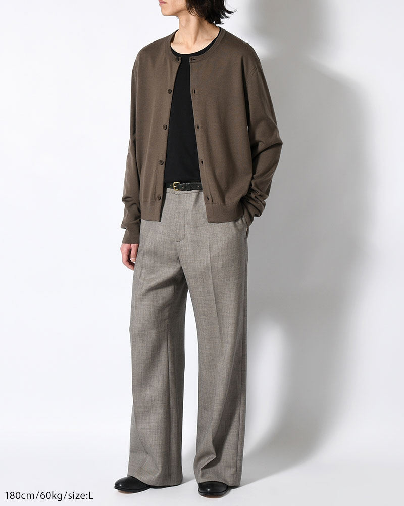 MENS WOOL FLARED PANTS -BEIGE-