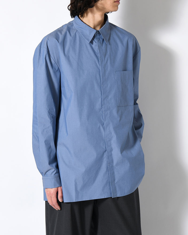 SQUARE POCKET OVERSIZE SHIRT -BLUE-