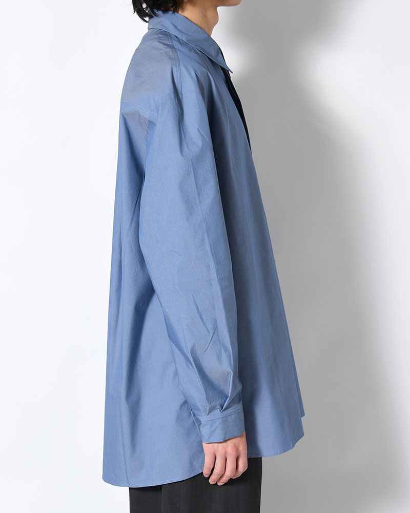 SQUARE POCKET OVERSIZE SHIRT -BLUE-