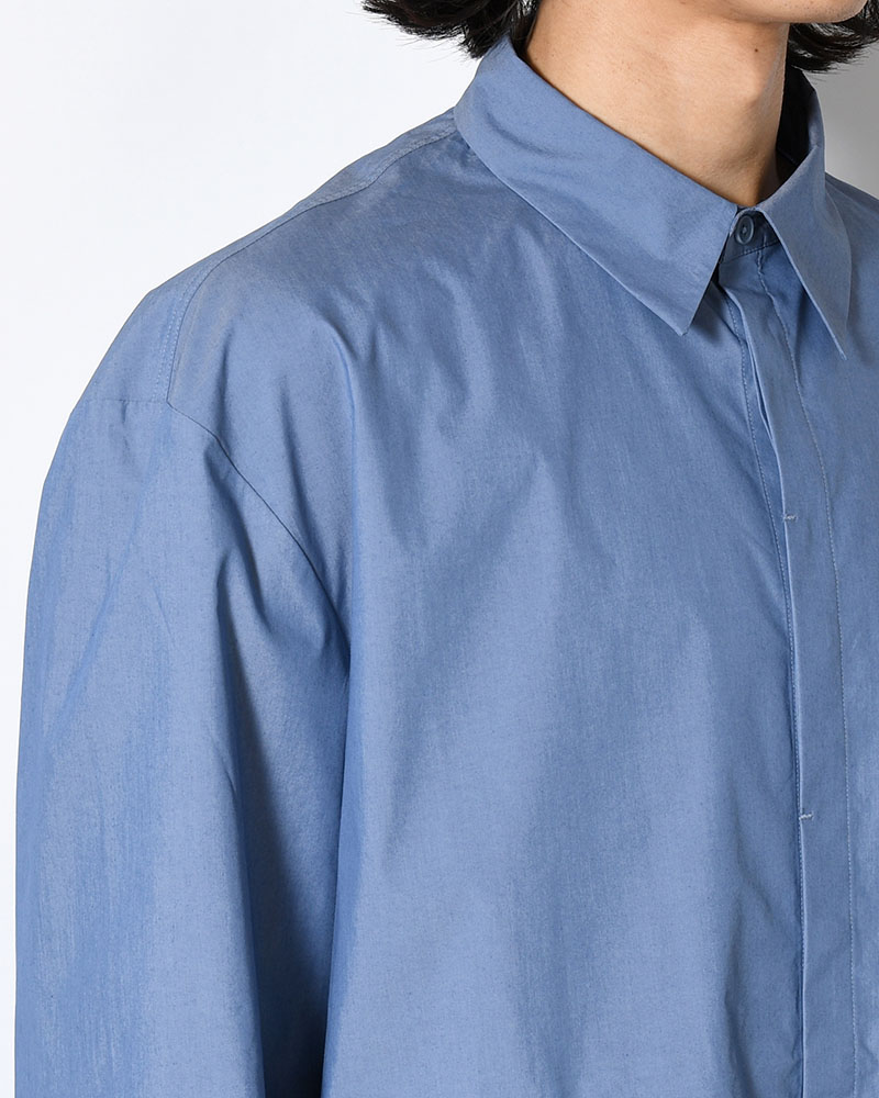 SQUARE POCKET OVERSIZE SHIRT -BLUE-