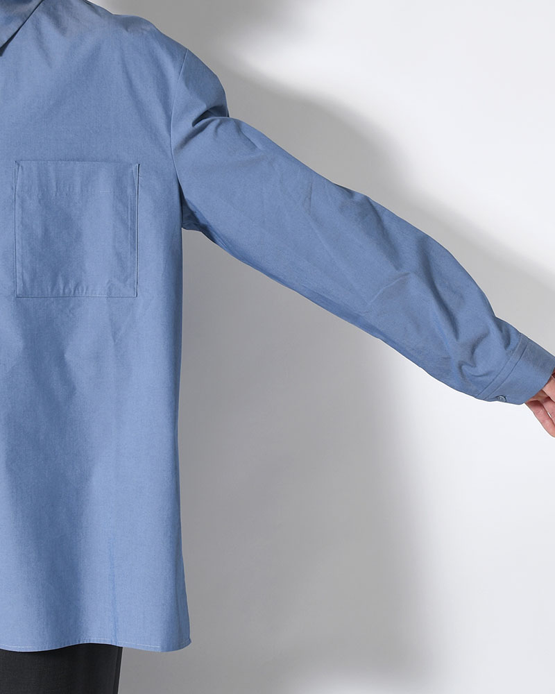SQUARE POCKET OVERSIZE SHIRT -BLUE-