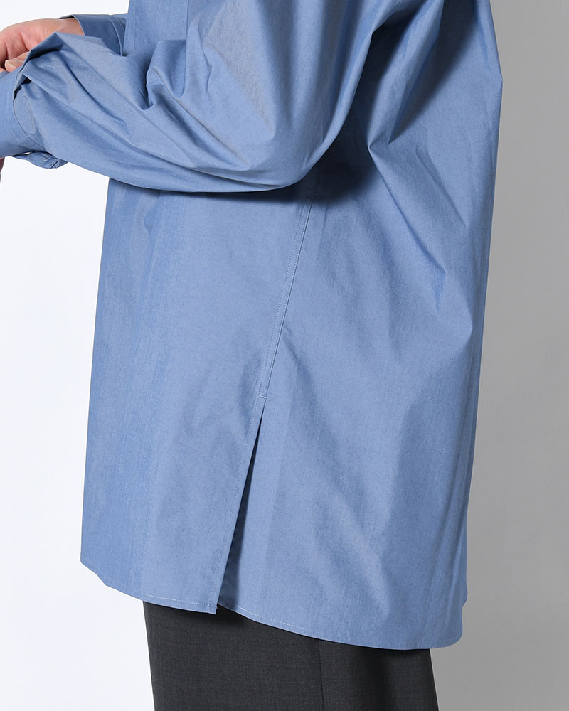 SQUARE POCKET OVERSIZE SHIRT -BLUE-