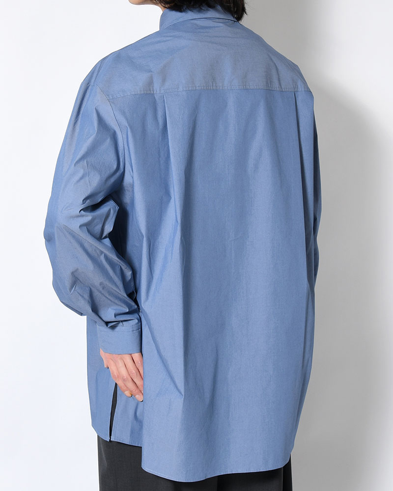 SQUARE POCKET OVERSIZE SHIRT -BLUE-