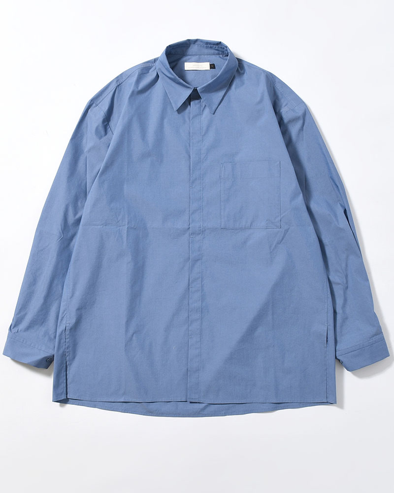 SQUARE POCKET OVERSIZE SHIRT -BLUE-