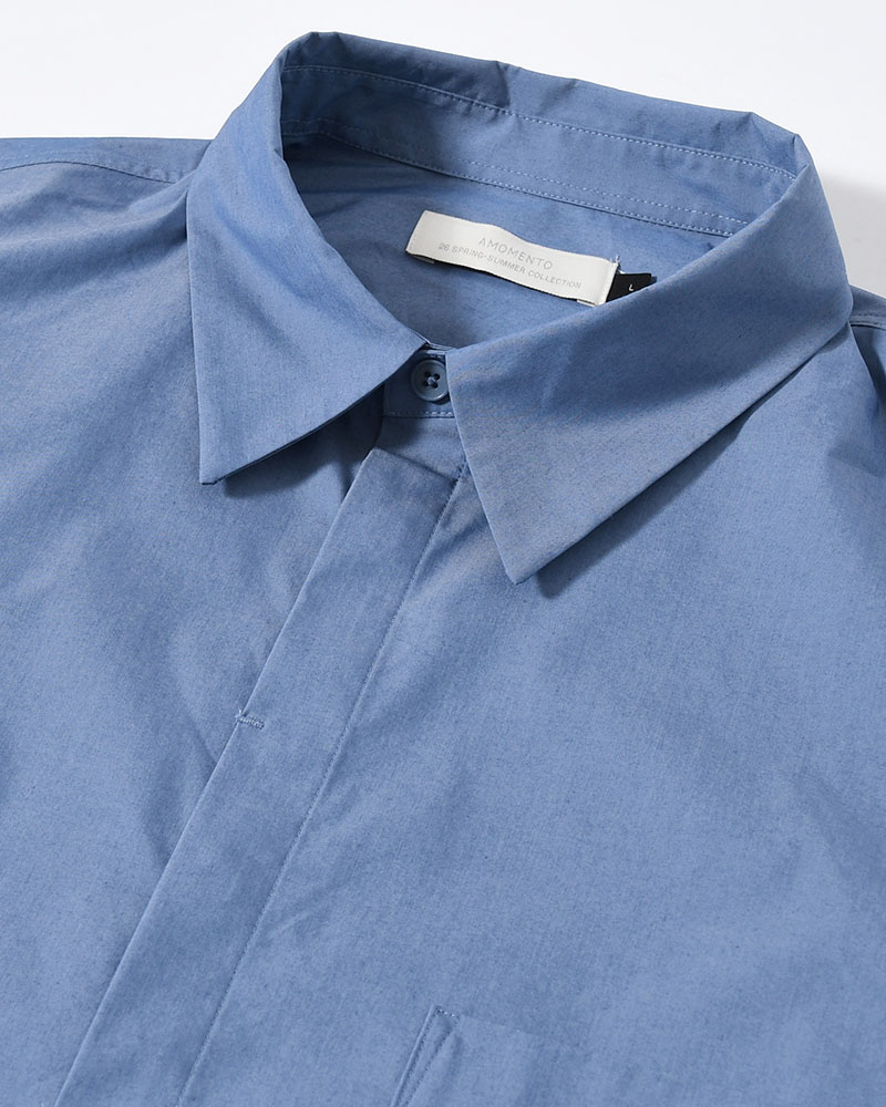 SQUARE POCKET OVERSIZE SHIRT -BLUE-