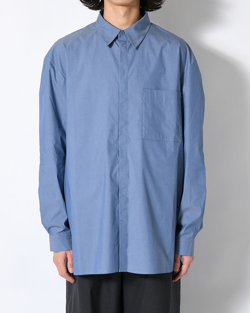 SQUARE POCKET OVERSIZE SHIRT -BLUE-
