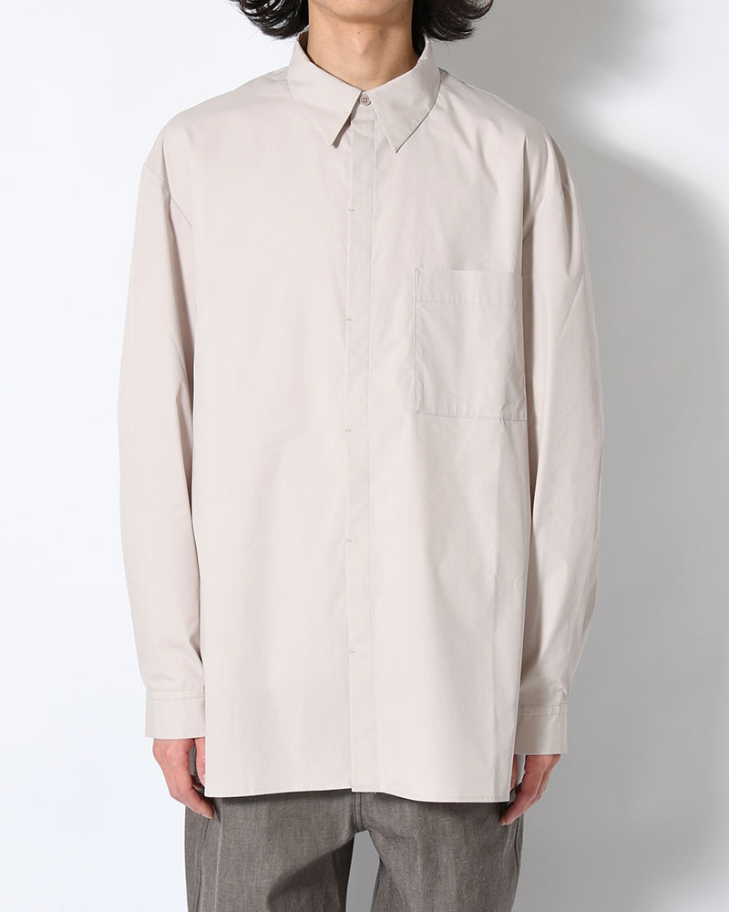 SQUARE POCKET OVERSIZE SHIRT -BEIGE-