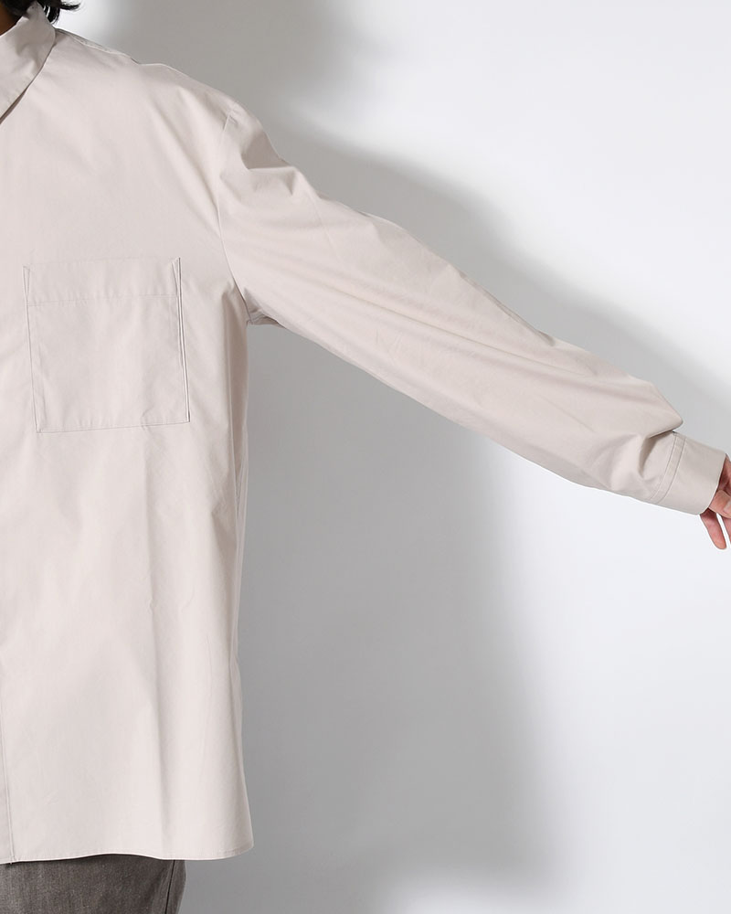 SQUARE POCKET OVERSIZE SHIRT -BEIGE-