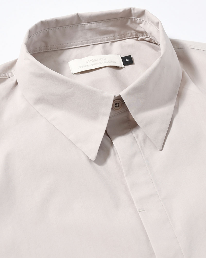 SQUARE POCKET OVERSIZE SHIRT -BEIGE-