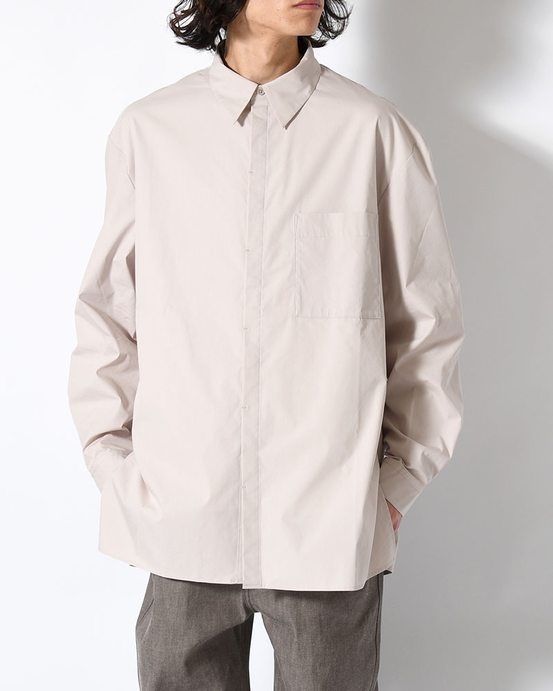 SQUARE POCKET OVERSIZE SHIRT -BEIGE-