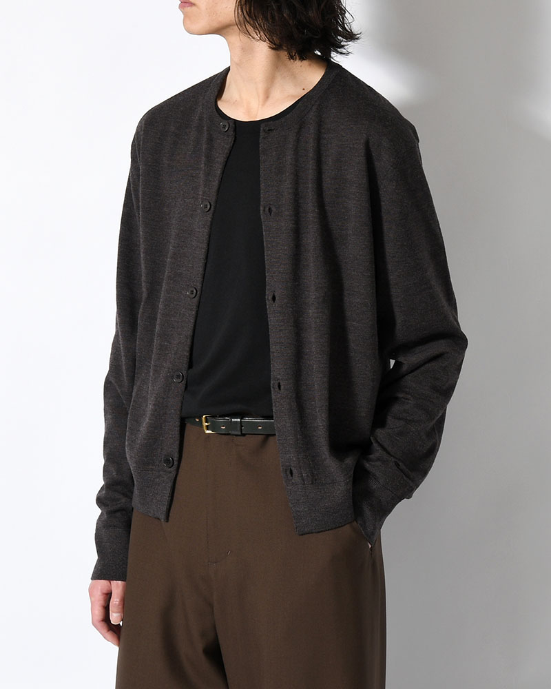 MENS WOOL CARDIGAN -CHARCOAL-