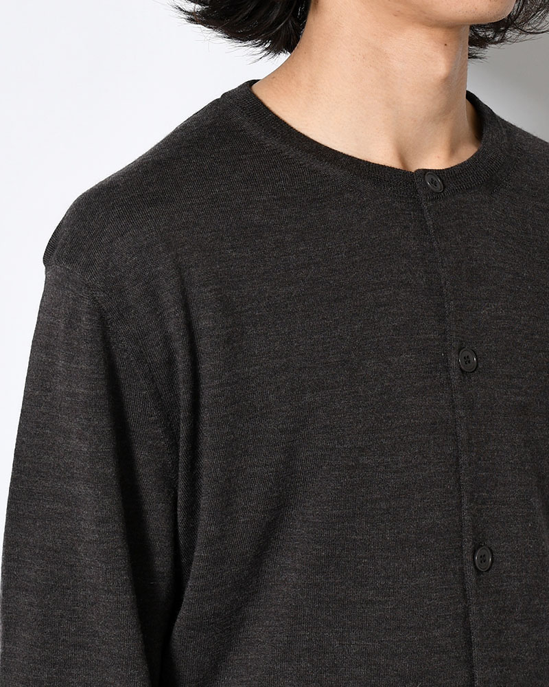 MENS WOOL CARDIGAN -CHARCOAL-
