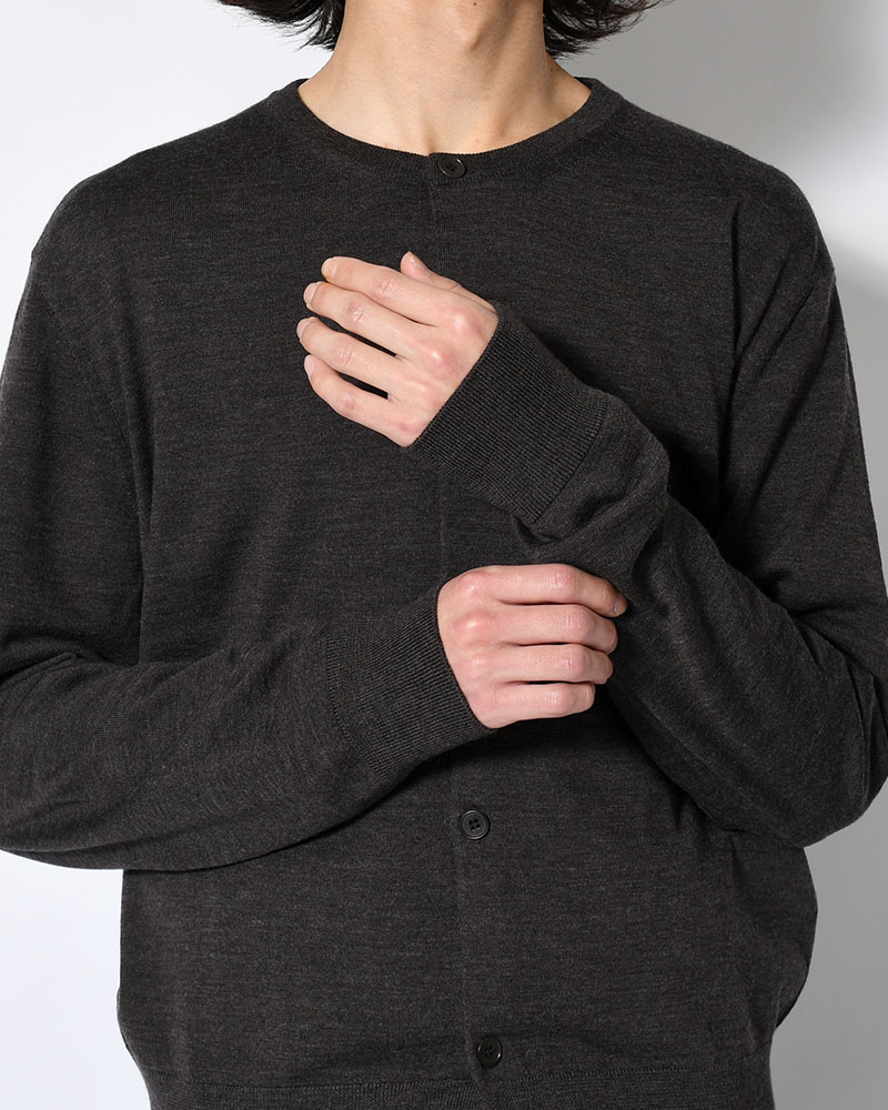 MENS WOOL CARDIGAN -CHARCOAL-