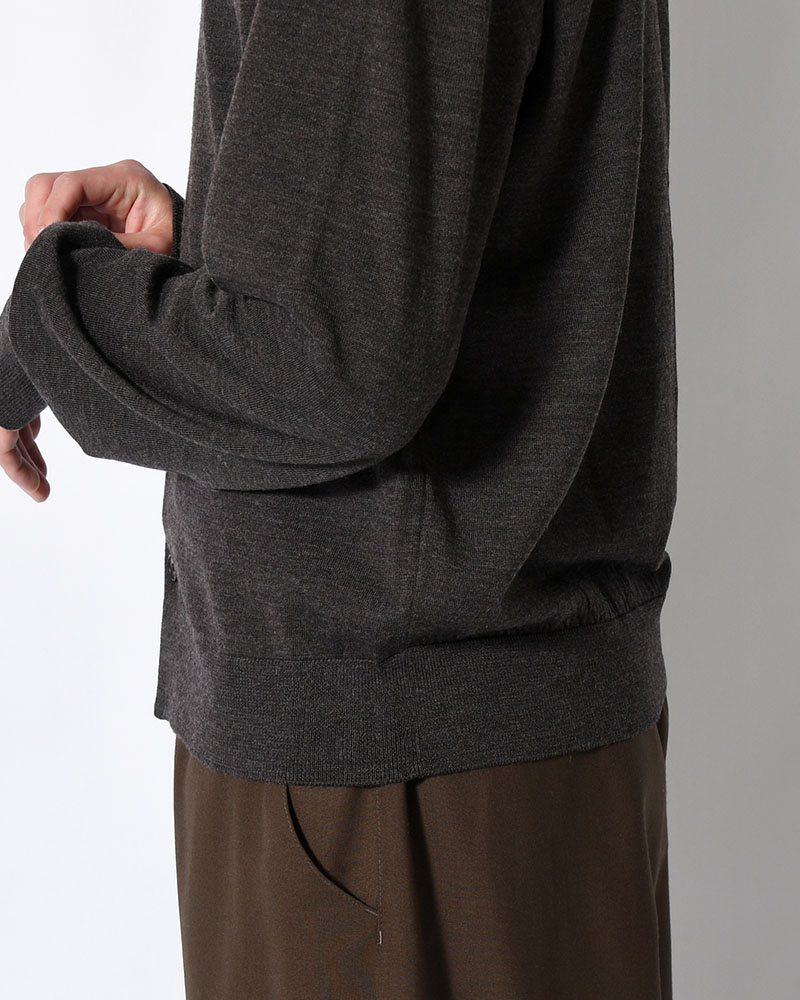 MENS WOOL CARDIGAN -CHARCOAL-