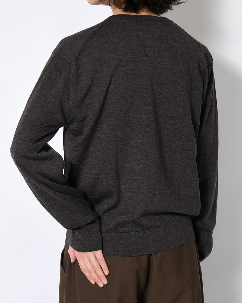 MENS WOOL CARDIGAN -CHARCOAL-