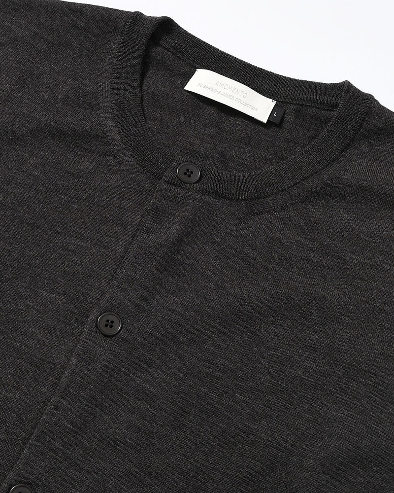 MENS WOOL CARDIGAN -CHARCOAL-