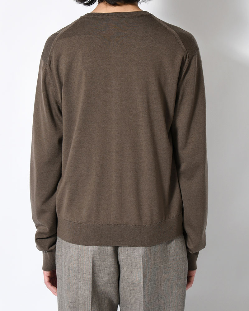 MENS WOOL CARDIGAN -BROWN-