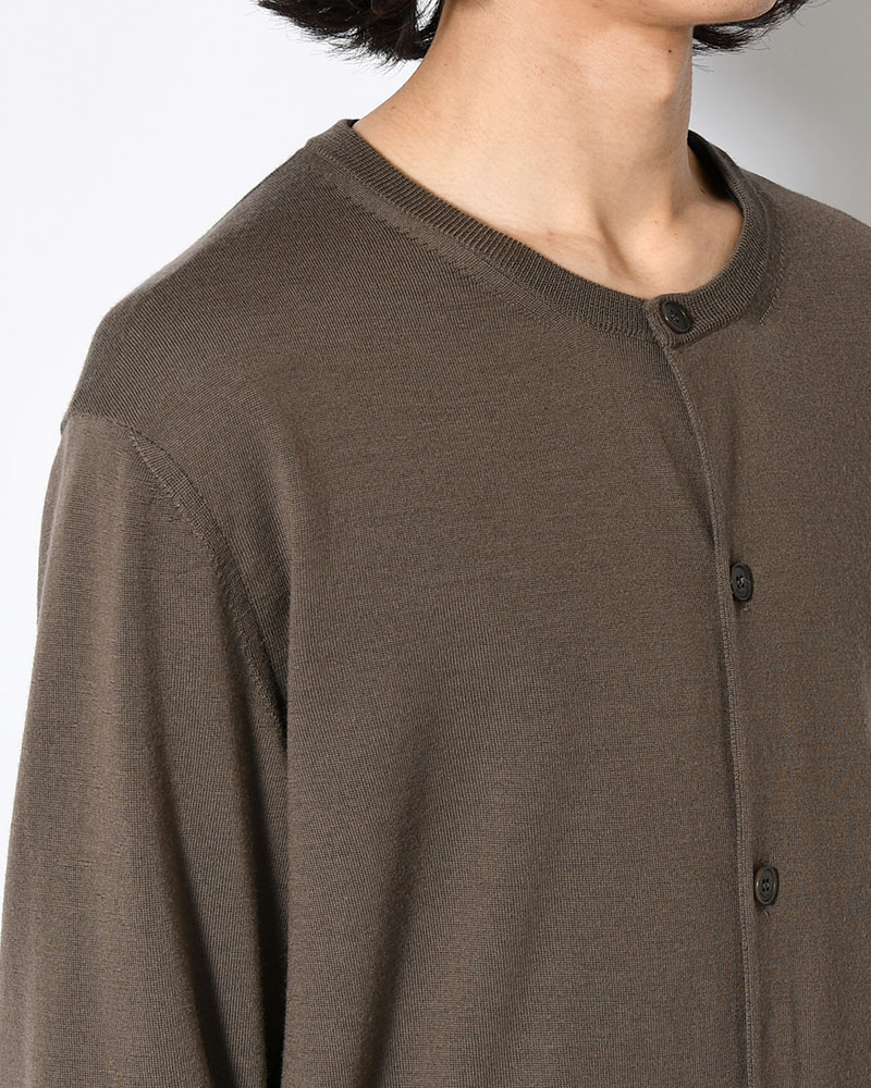 MENS WOOL CARDIGAN -BROWN-