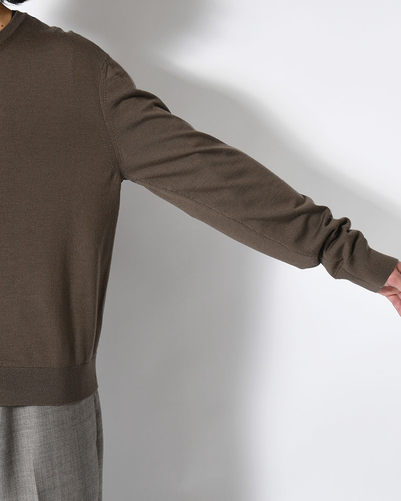 MENS WOOL CARDIGAN -BROWN-