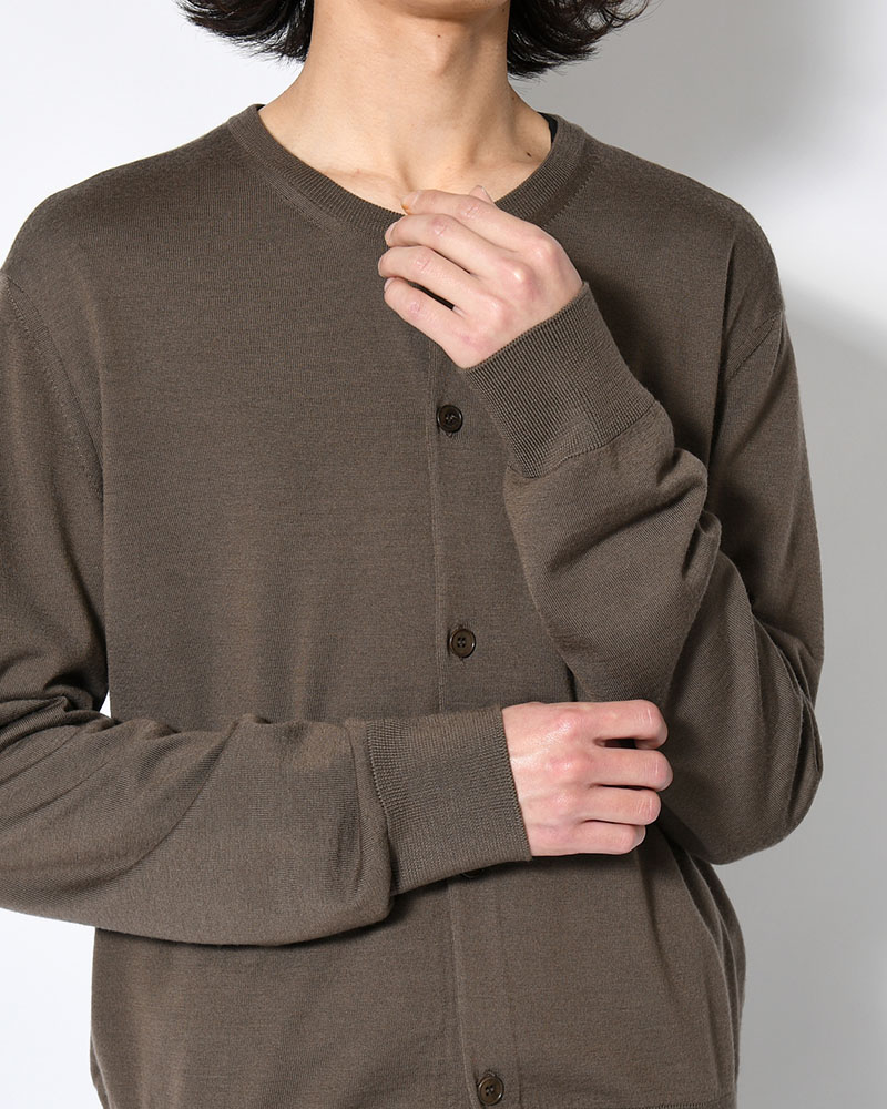 MENS WOOL CARDIGAN -BROWN-