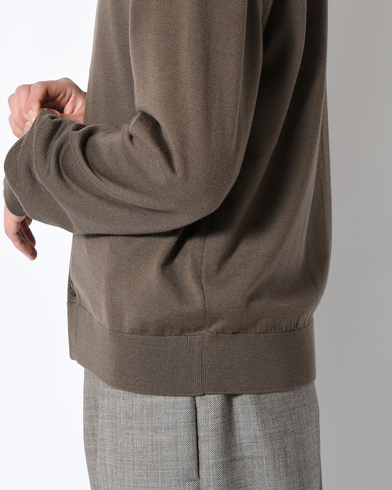 MENS WOOL CARDIGAN -BROWN-