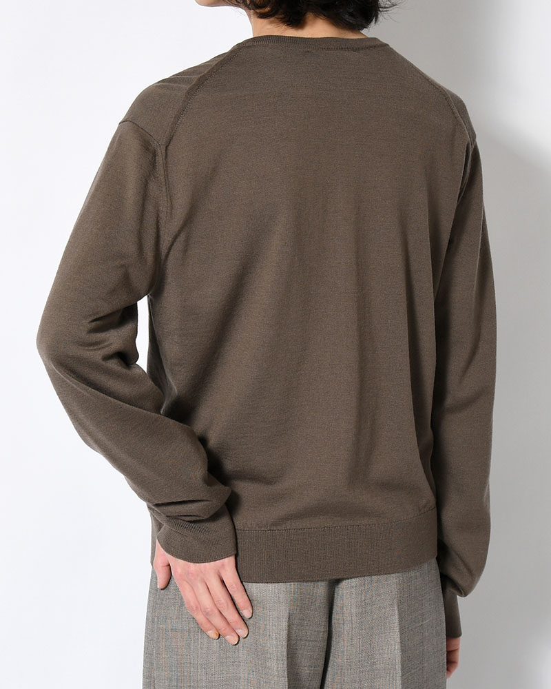 MENS WOOL CARDIGAN -BROWN-