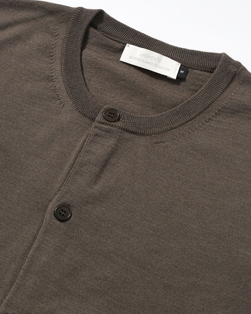 MENS WOOL CARDIGAN -BROWN-