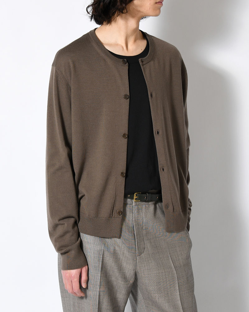 MENS WOOL CARDIGAN -BROWN-