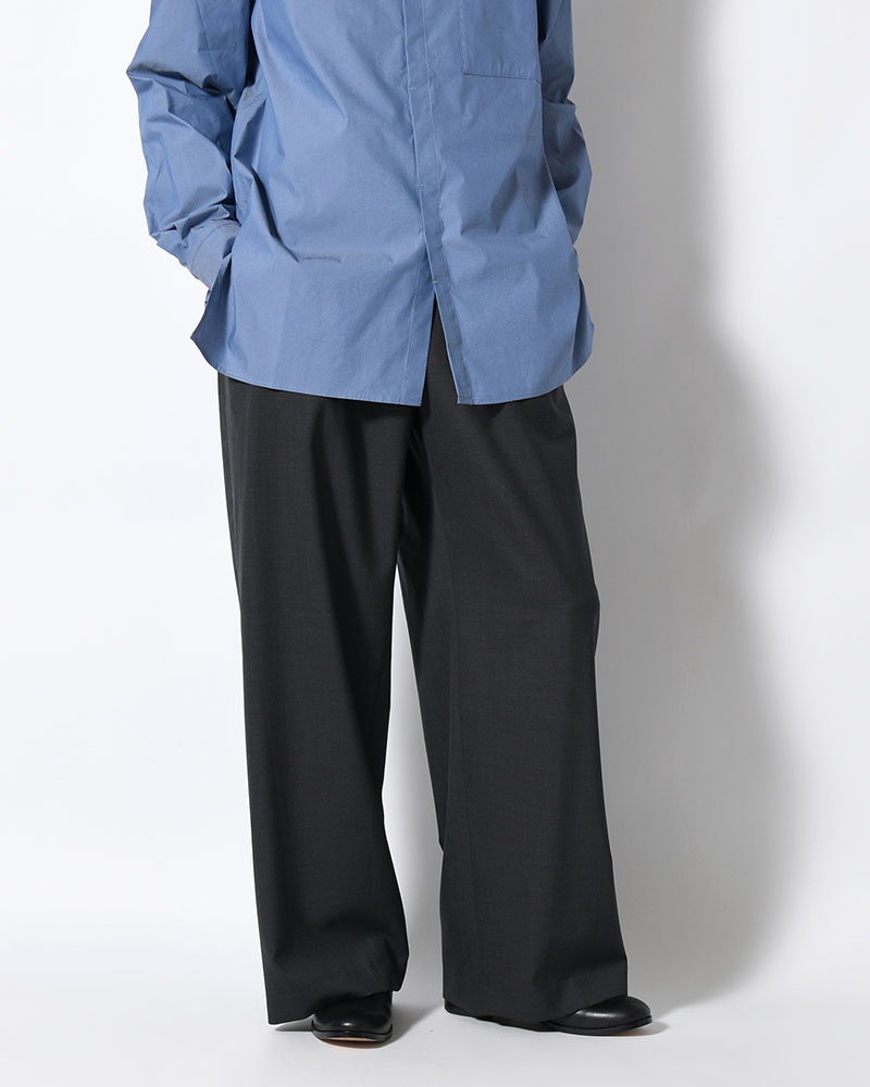 MENS WOOL BANDING PANTS -CHARCOAL-